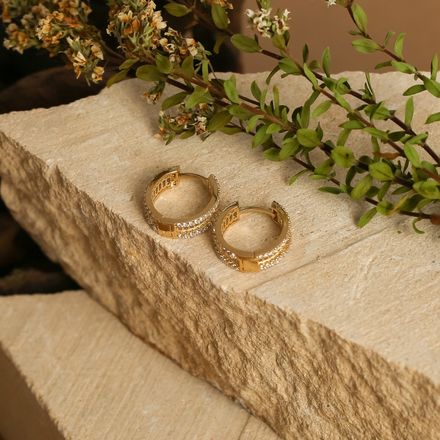 Double Paved Hoop S Earrings