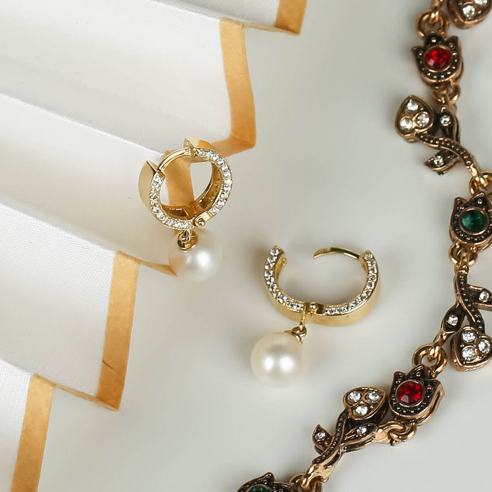 Boucles D'Oreilles Pendantes Avec Perles